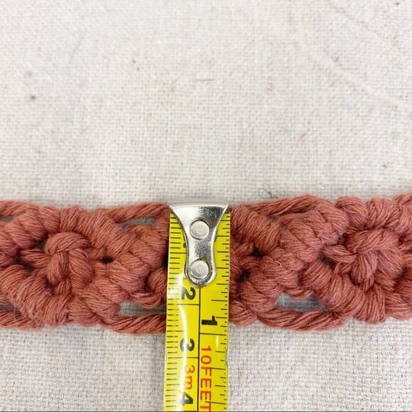 Handmade macrame dog collar in Muted Red 17" non adjustable - Picture 8 of 12